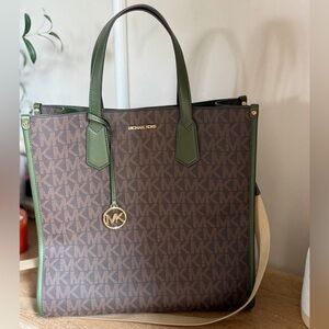 Michael Kors Brown and Green Signature Tote